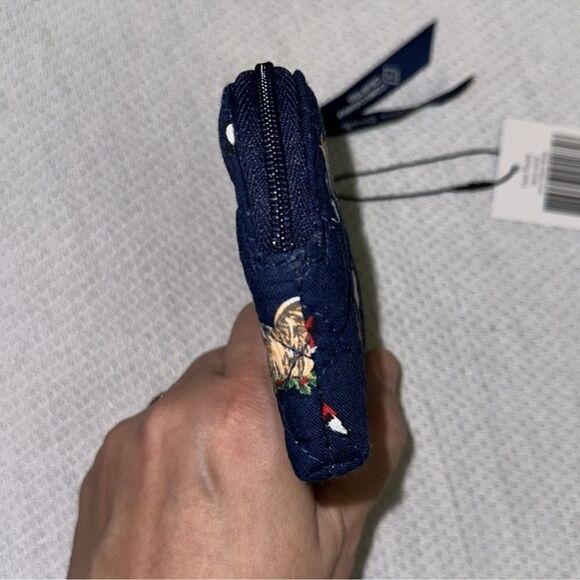 Vera Bradley Snow Globe Motifs Navy Christmas Coin Purse Mini Wallet - Picture 6 of 11